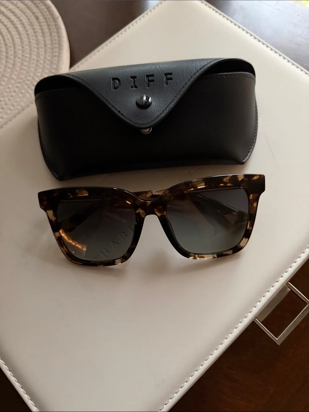 Tortoise oversized classic square sunnies Bella Diff Eyewear
